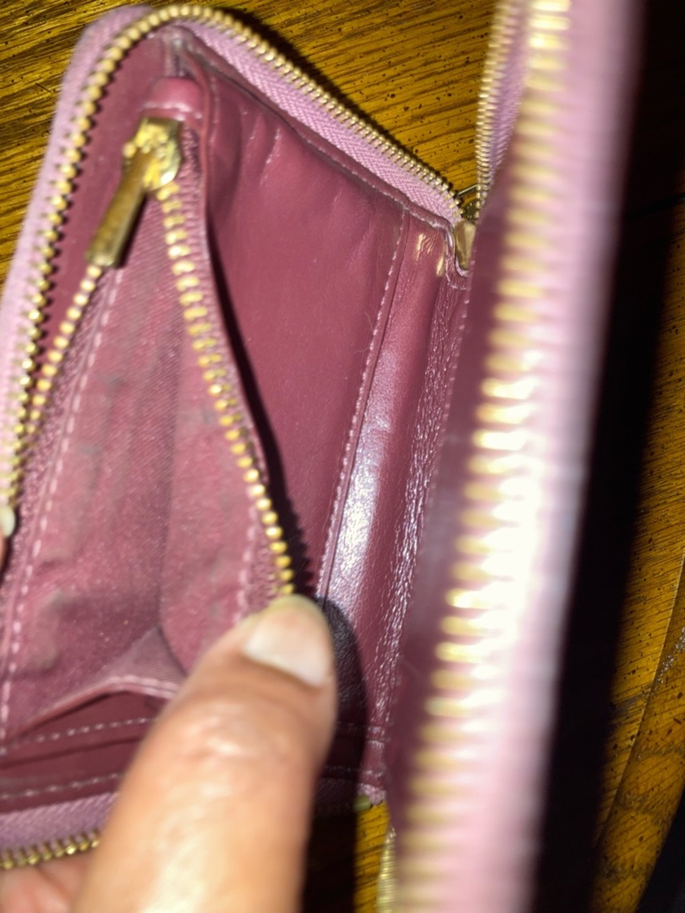 Coach Pebbled Leather Compact Zip Around Wallet with Gold Stud Accents Pink - Picture 9 of 9